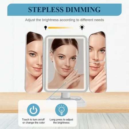 LED Makeup Mirror Angle Adjustable Desktop Vanity Mirror with Lights
