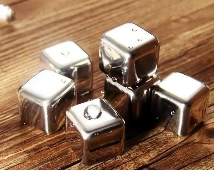 Set of 4 with Tong Stainless Steel Bar Wisky Chiller Stones Ice Cube - Image 3