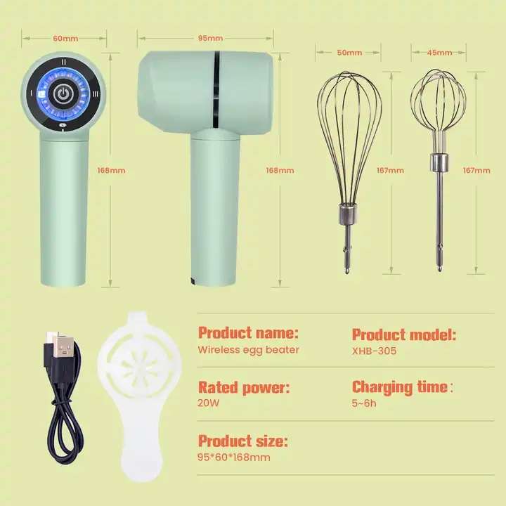 Rechargeable Stainless Steel Mini Kitchen Electric Egg Beater - Image 2
