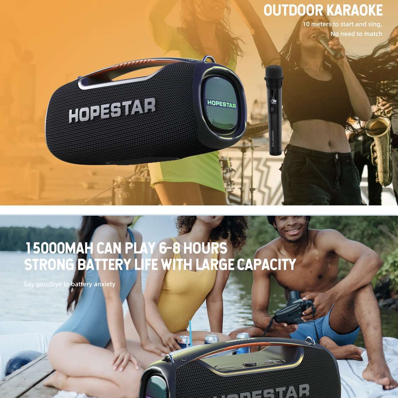 Hopestar Outdoor High Quality Portable Bluetooth Speakers 100W Subwoofer Speaker - Image 4