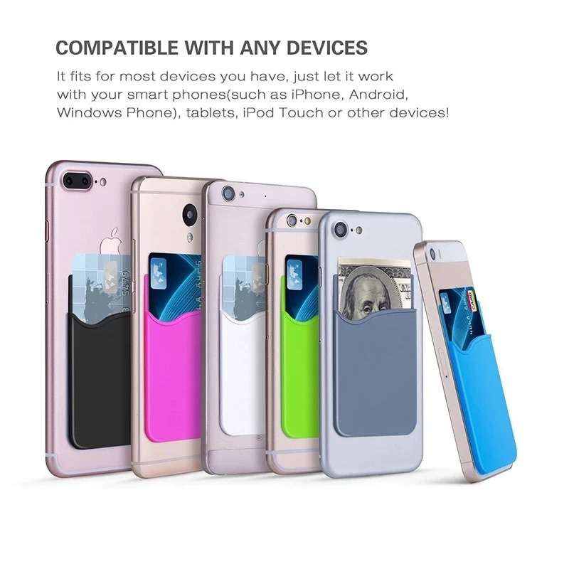Silicone Wallet Credit Card Cash Pocket Stick on - Image 3