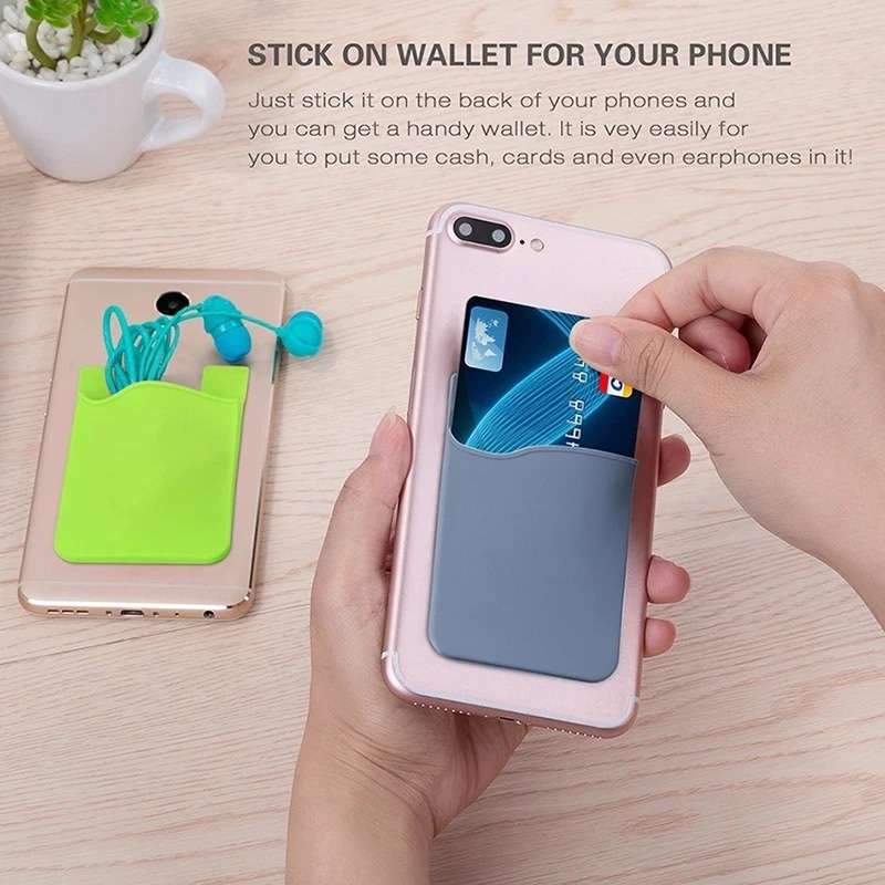 Silicone Wallet Credit Card Cash Pocket Stick on - Image 5