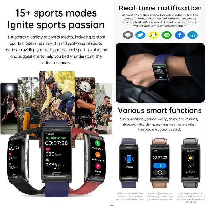 E600 Non-invasive Blood Sugar ECG Blood Oxygen Monitoring Waterproof Sports Watch - Image 5