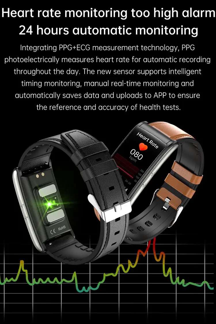 E600 Non-invasive Blood Sugar ECG Blood Oxygen Monitoring Waterproof Sports Watch - Image 10