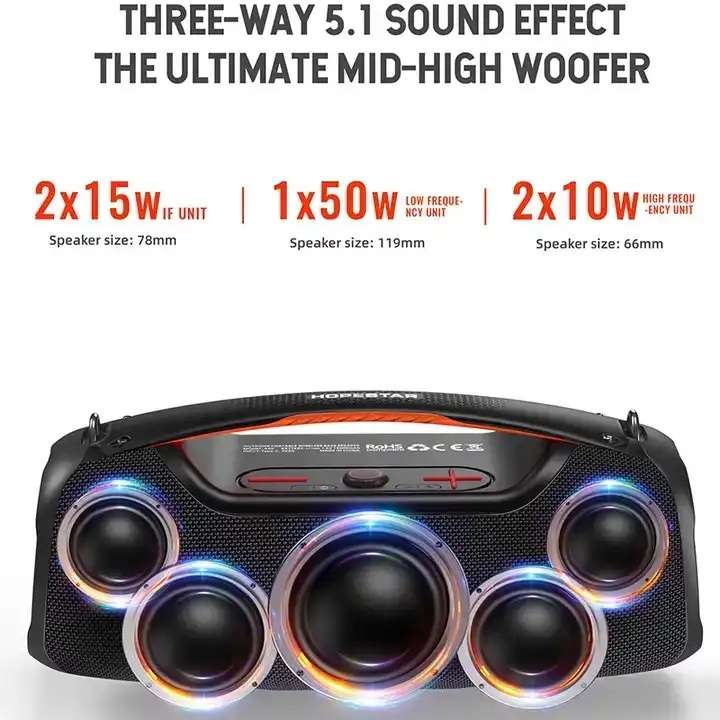 Hopestar Outdoor High Quality Portable Bluetooth Speakers 100W Subwoofer Speaker - Image 3