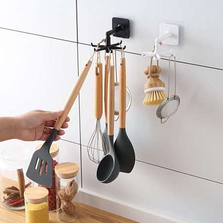Kitchen Utensil Hanger 360° Rotatable 6 Hooks