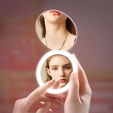 High End Folding Mirror LED Portable Makeup Mirror Luminous Mini Sensitive keys