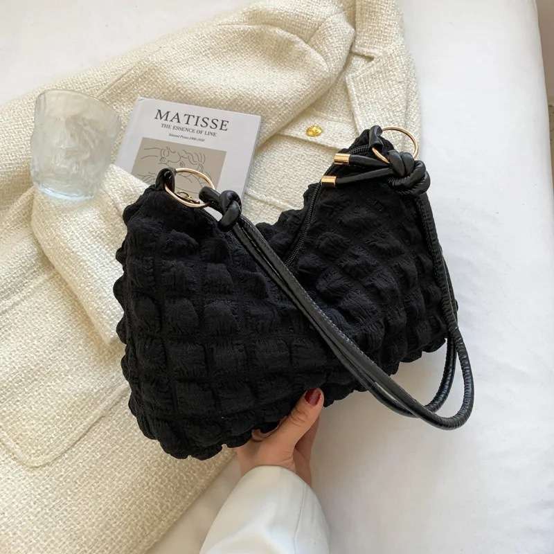 Women's Bags Soft Canvas Zipper Cloud Underarm Shoulder Bags - Image 4