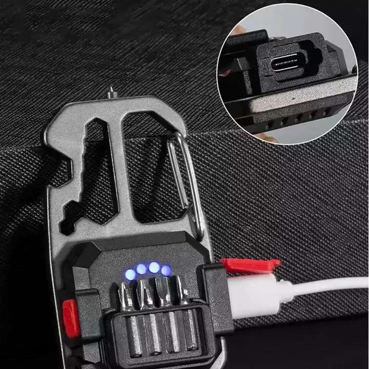 Multi Functional Rechargeable 7 Modes Portable Mini Flat Keychain Lanterna Torch - Image 2