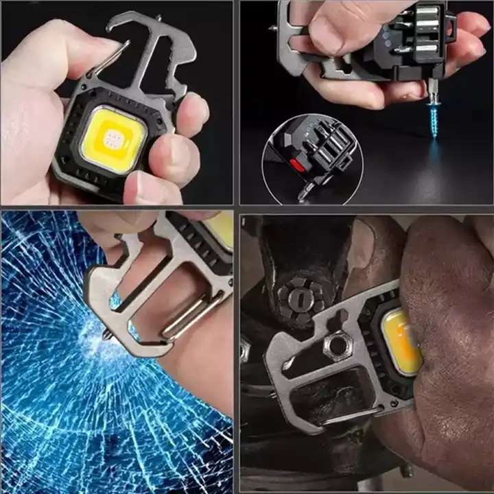 Multi Functional Rechargeable 7 Modes Portable Mini Flat Keychain Lanterna Torch - Image 3