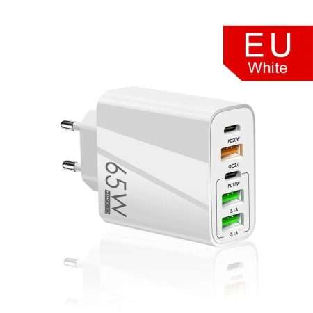 Universal 65W 5 USB Port 2 usb C Fast Wall Socket