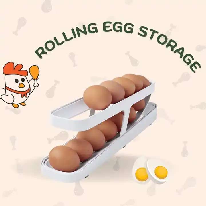 2 Layer Sliding Egg Storage Box Auto Rolling Egg Storage