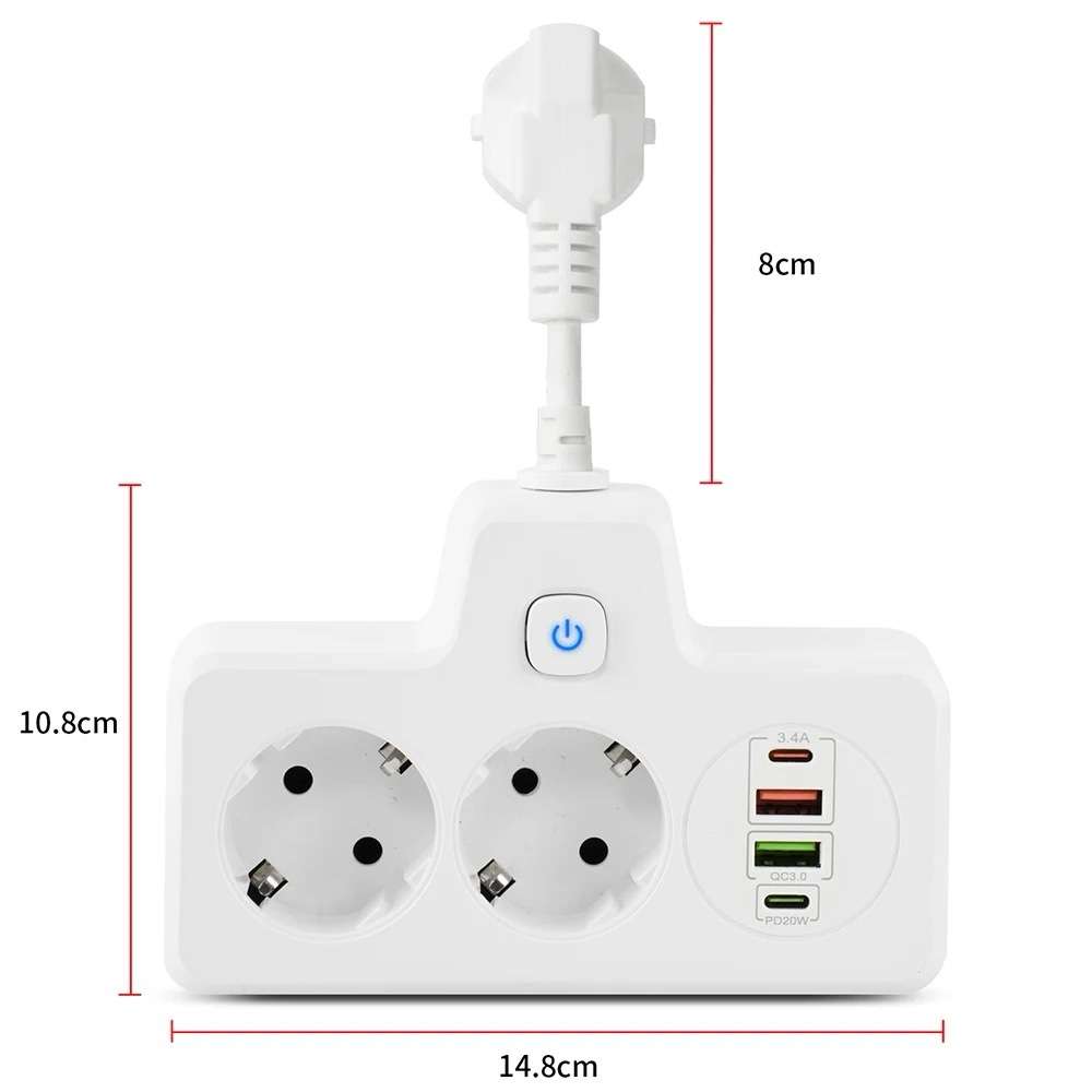 Outlet Power Strip Wall Socket Expansion Plug PD QC3.0 Fast Charge Multitap USB Charge - Image 5