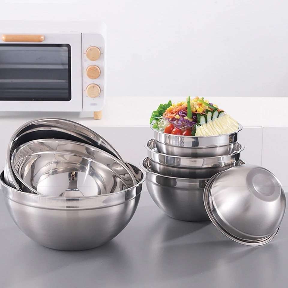 Stainless Steel Salad Nesting Bowl 7pcs Set with Airtight Lids - Image 5