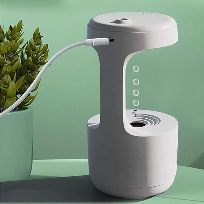 Anti-Gravity Water Drop Humidifier with LED Smart Display Digital Clock - Image 2