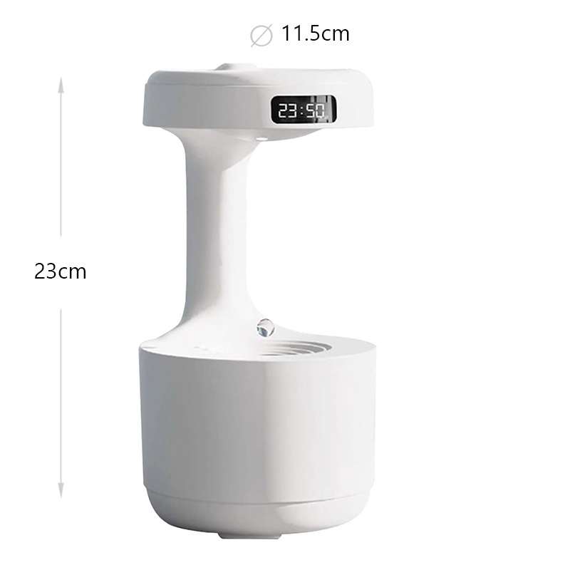 Anti-Gravity Water Drop Humidifier with LED Smart Display Digital Clock - Image 3