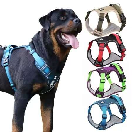 Reflective vest style chest strap to prevent slipping and violent impact on dog leash