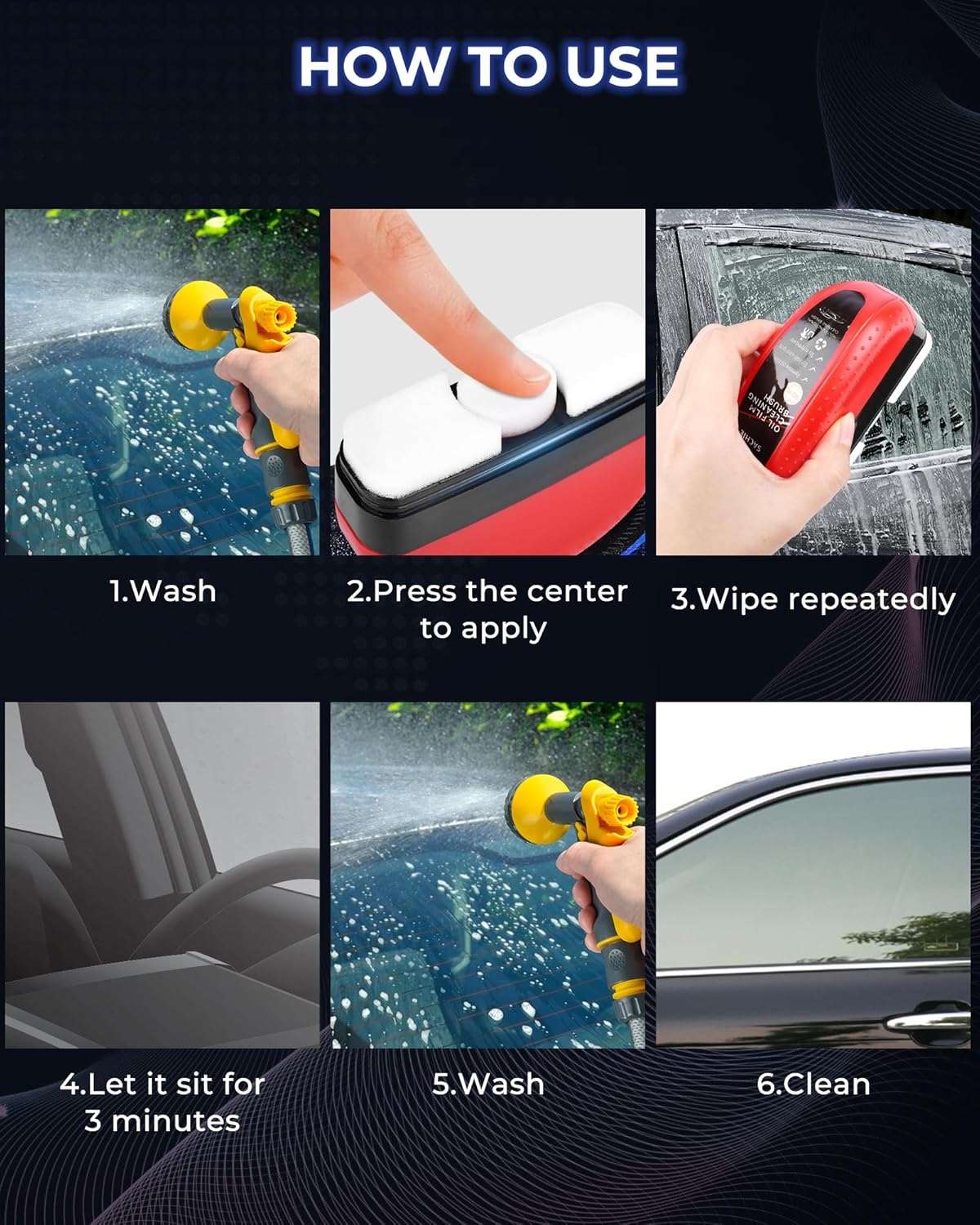 Automotive Oil Film Cleaning Brush Glass Oil Film Cleaner with Reusable Foam Sprayer - Image 2