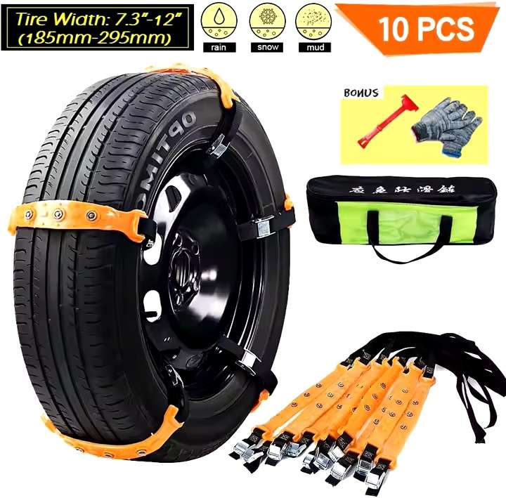 Anti-skid Winter Tyres Wheels Snow Chains kit of 10 pcs - Image 2