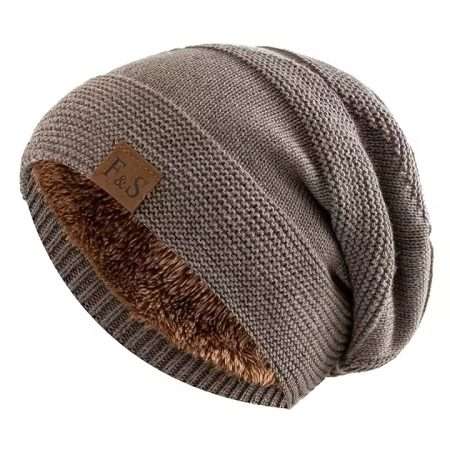 Slouchy Hats Add Fur Lined Men And Women Warm Beanie Cap