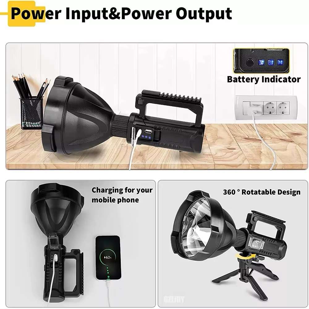 Searchlight Rechargeable Long Range Outdoor Portable Hernia Lamp LED Flashlight - Image 3