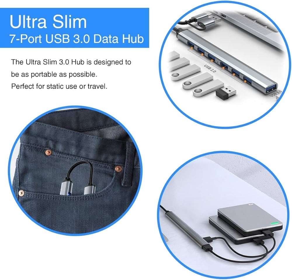 7-USB Port USB Hub 3.0 USB Splitter USB Extender Two Kinds of Plugs - Image 4