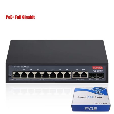 Gigabit POE Switch 10/100/1000 Mbps 8 Ports with 2 Uplink and 2 SFP120W