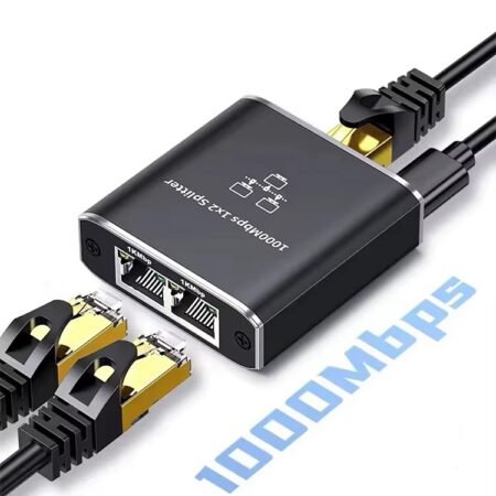 High-Speed 1000mbps Ethernet Splitter 1 to 2
