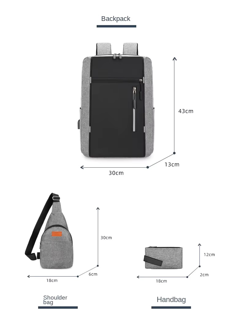 3 in 1 Casual Computer Waterproof Laptop Backpack - Image 5