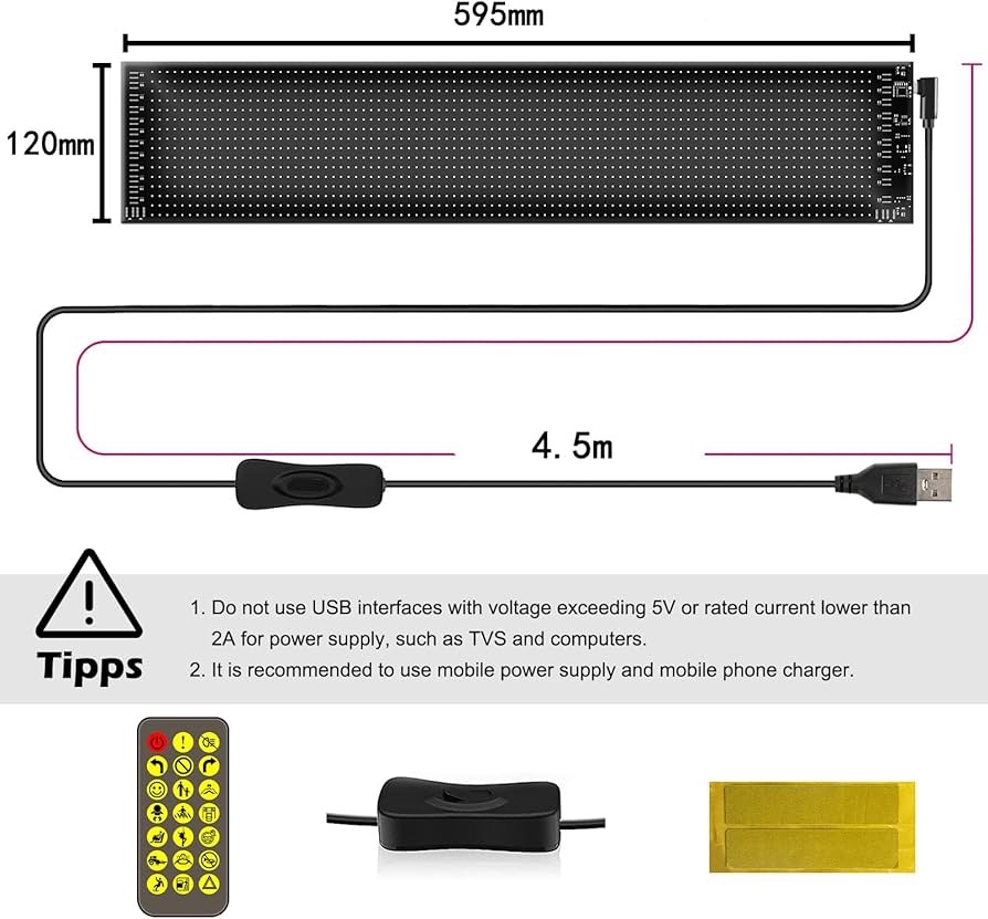 LED Matrix Display Panel with Mobile App Control and Remote - Image 9