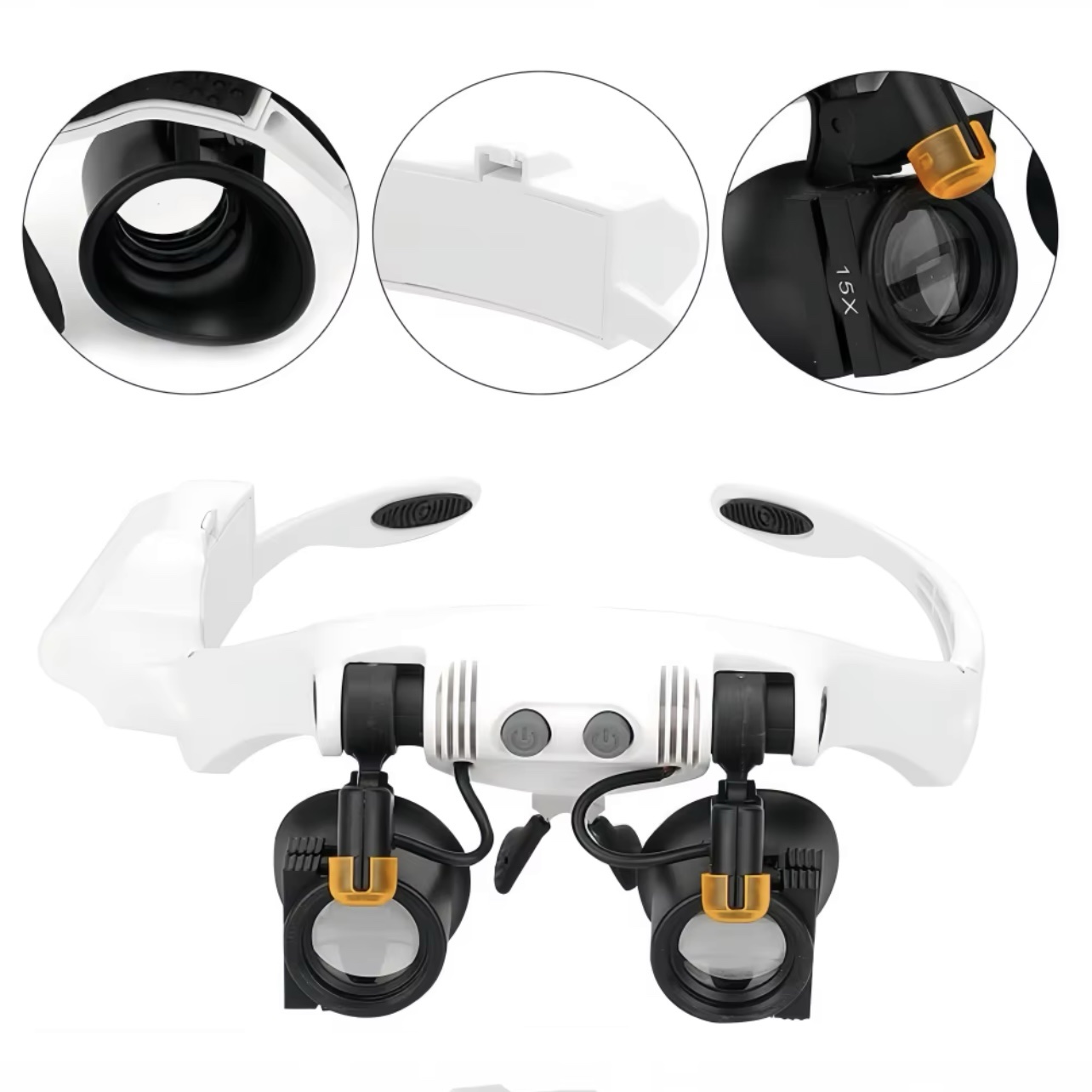 Hands-Free Headband Magnifying Glass Headset Acrylic LED Light Mount Magnifier - Image 3