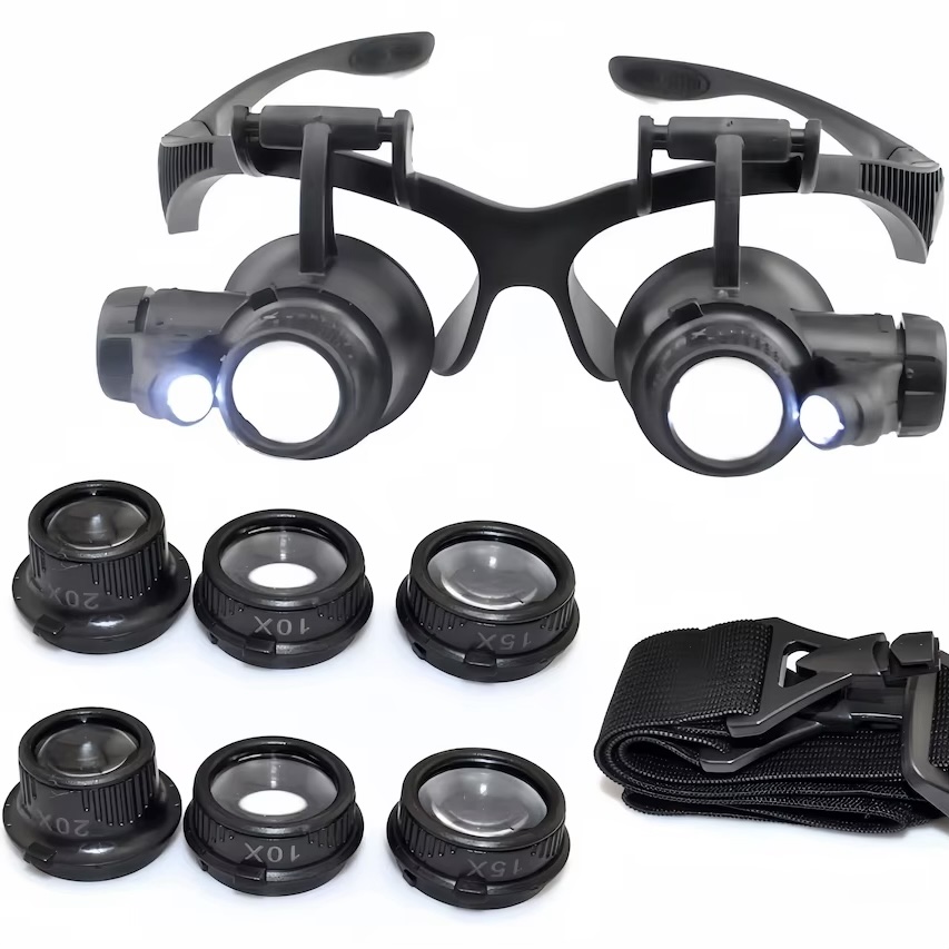 Head Mount Jewelers Loupe Magnifier with 8 Interchangeable Lens - Image 4