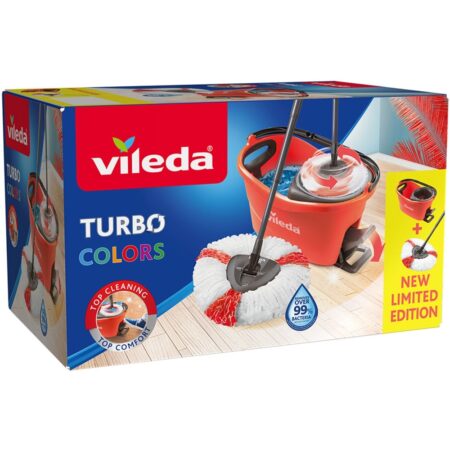 Vileda Turbo Easywring & Clean Set - Mop & Bucket With Power Spinner