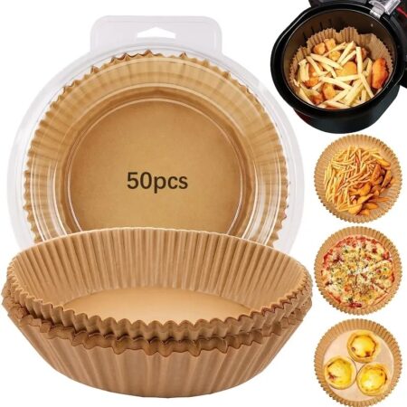 Pack of 50pcs Food Grade Oil-Absorbing Paper Tray for Air Fryer Baking Dishes & Pans