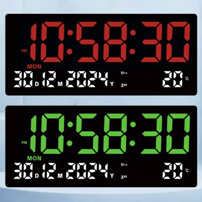 Oversized LED Digital Wall Clock and Calendar Large Display Dual Alarm