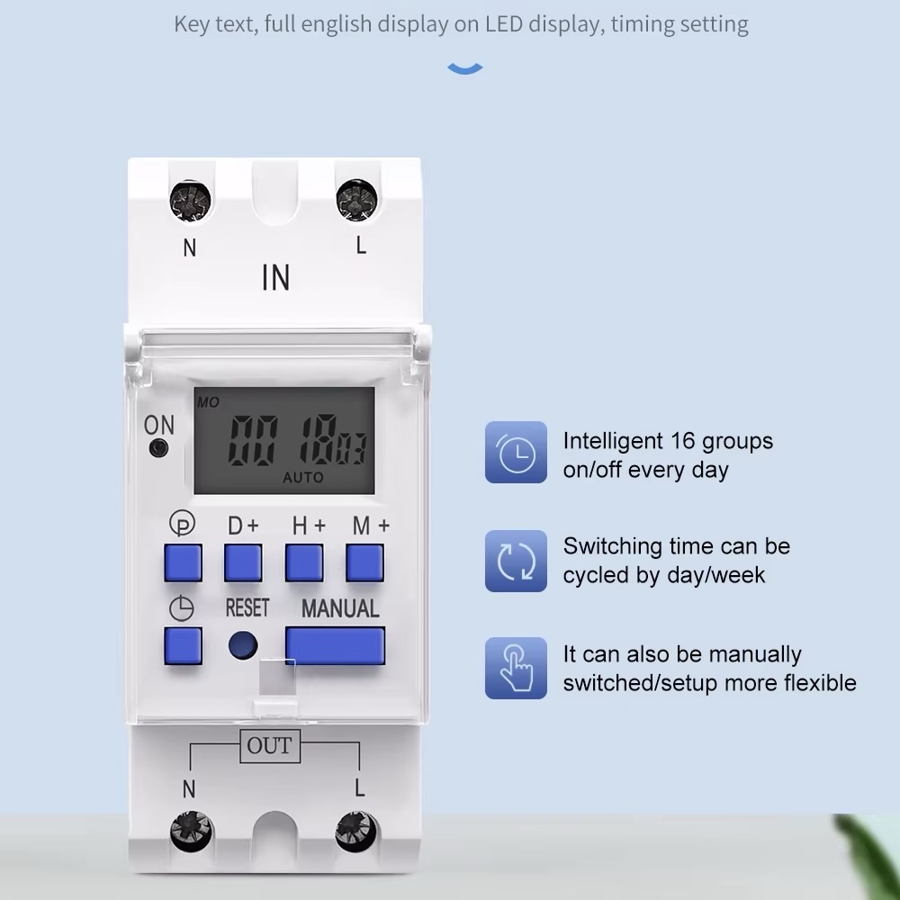 TOMZN Din Rail Single Phase Weekly 7 Days Programmable Digital TIME SWITCH Relay Timer - Image 5