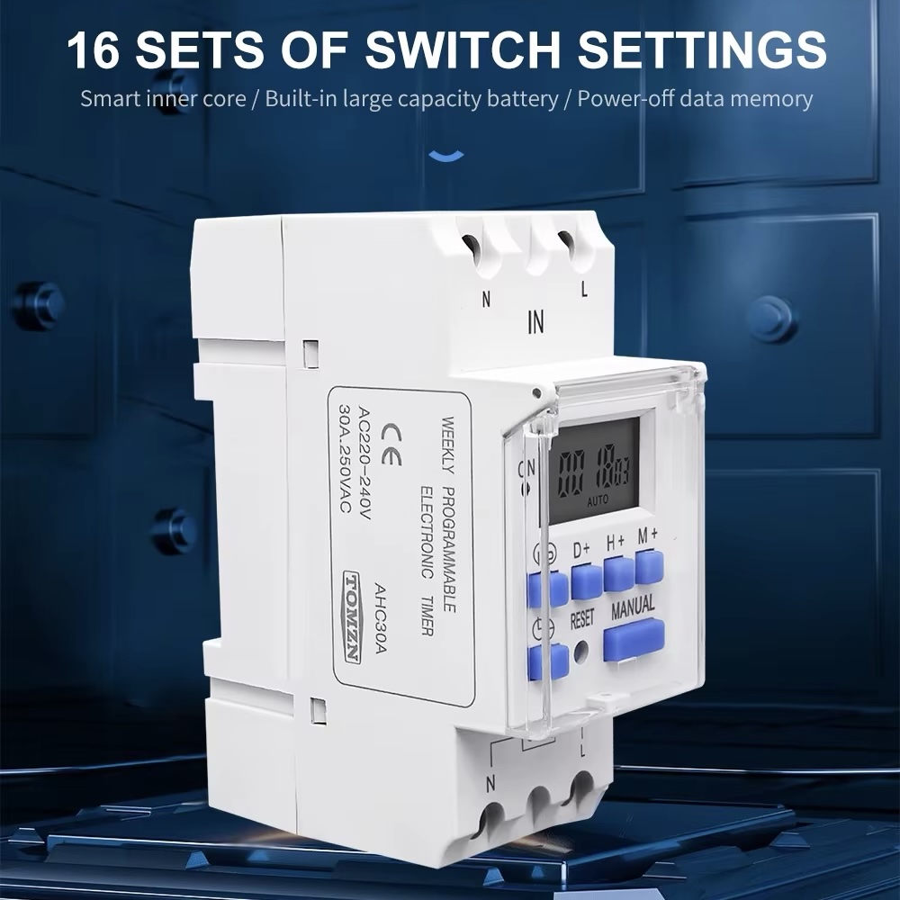 TOMZN Din Rail Single Phase Weekly 7 Days Programmable Digital TIME SWITCH Relay Timer - Image 6