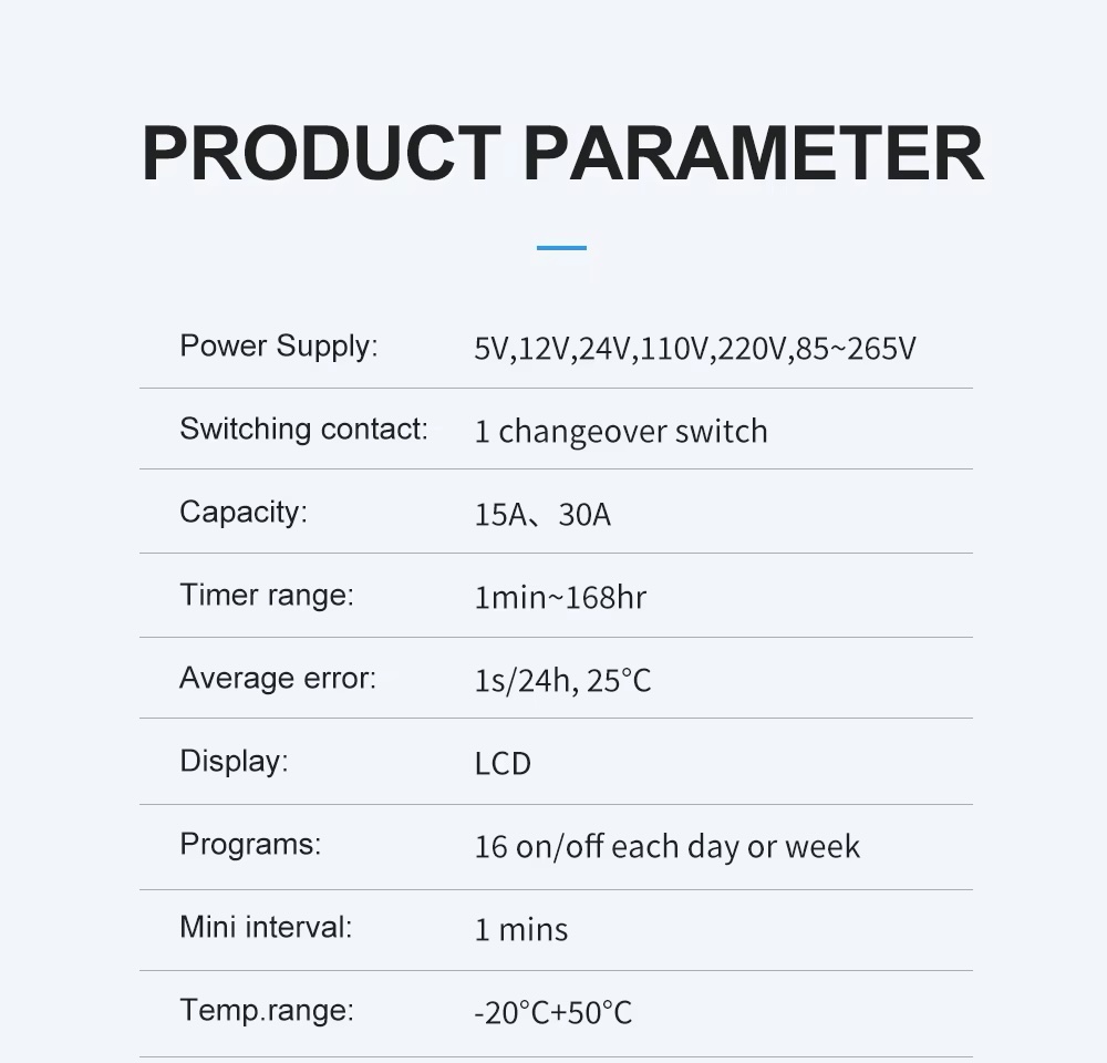 TOMZN Din Rail Single Phase Weekly 7 Days Programmable Digital TIME SWITCH Relay Timer - Image 10