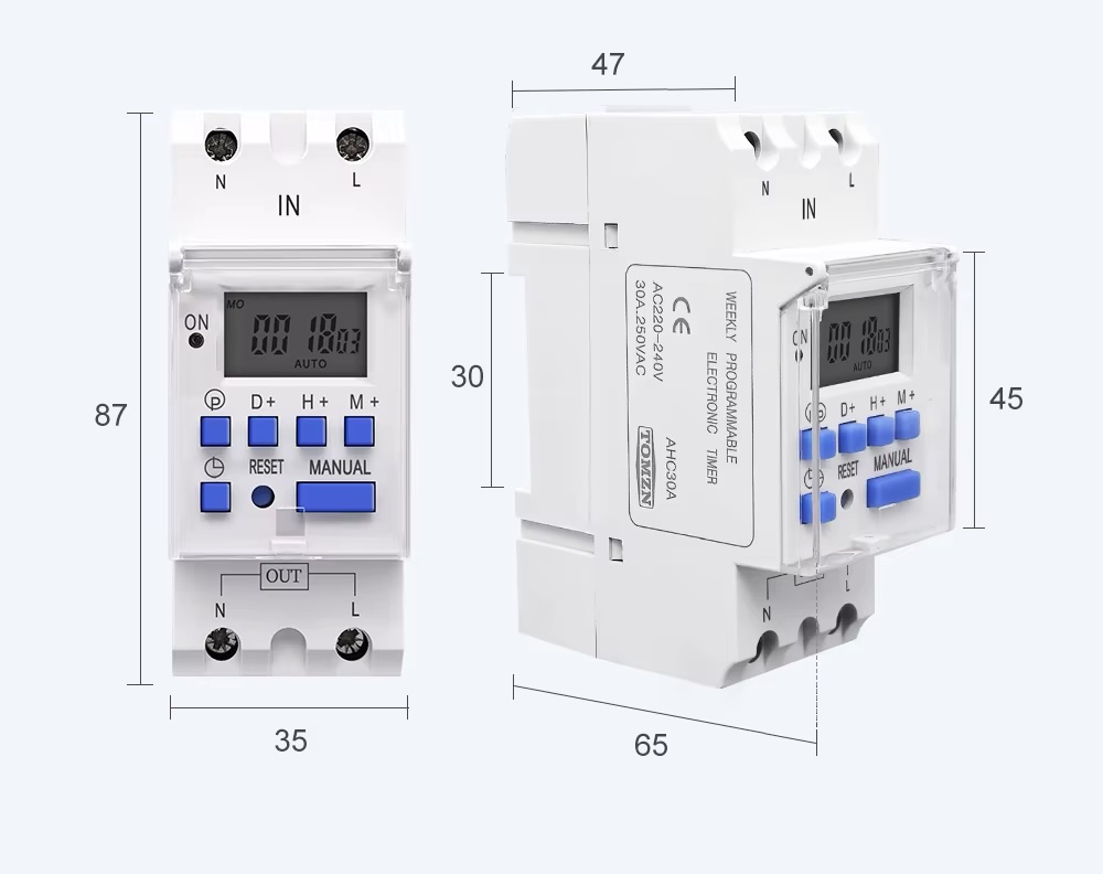 TOMZN Din Rail Single Phase Weekly 7 Days Programmable Digital TIME SWITCH Relay Timer - Image 11