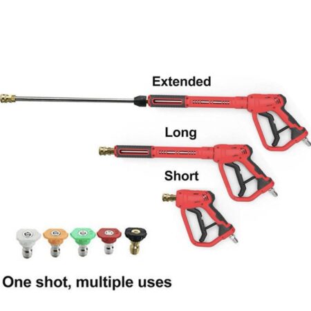 Giantz 4000PSI High Pressure Washer Gun Short Trigger 5 Nozzle Tips Red